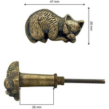 Antique Brass Cat Cabinet Knob – Cast Iron Drawer Handle with Screw | Vintage Sleeping Cat Design Pull for Cupboards, Wardrobes & Furniture Restoration (1 Piece)