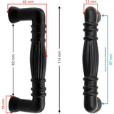 Black Powder Coated Door Pull Handle | Strong Cast Iron Cabinet, Cupboard & Drawer Handle | Decorative Rustic Hardware | Classic Design Handle | 114 mm Length x 40 mm Projection
