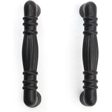 Black Powder Coated Door Pull Handle | Strong Cast Iron Cabinet, Cupboard & Drawer Handle | Decorative Rustic Hardware | Classic Design Handle | 114 mm Length x 40 mm Projection