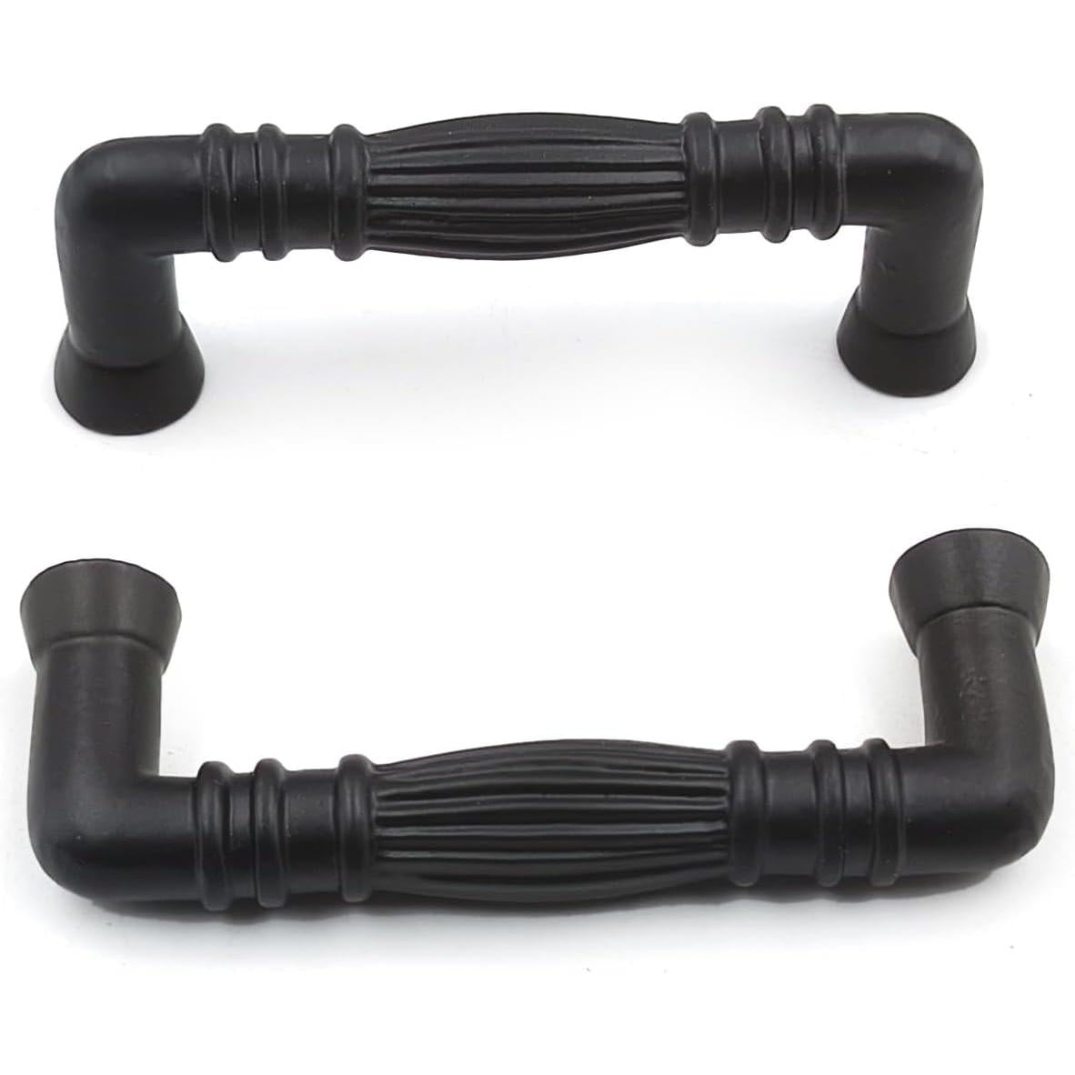 Black Powder Coated Door Pull Handle | Strong Cast Iron Cabinet, Cupboard & Drawer Handle | Decorative Rustic Hardware | Classic Design Handle | 114 mm Length x 40 mm Projection