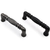 Black Powder Coated Door Pull Handle | Strong Cast Iron Cabinet, Cupboard & Drawer Handle | Decorative Rustic Hardware | Classic Design Handle | 114 mm Length x 40 mm Projection