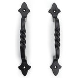 Black Powder Coated Twisted Door Pull Handle | Strong Cast Iron Construction | Rustic Cabinet, Cupboard & Gate Handle | Decorative Hardware | 190 mm Length x 32 mm Width