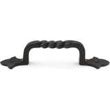 Black Powder Coated Twisted Door Pull Handle | Strong Cast Iron Construction | Rustic Cabinet, Cupboard & Gate Handle | Decorative Hardware | 190 mm Length x 32 mm Width