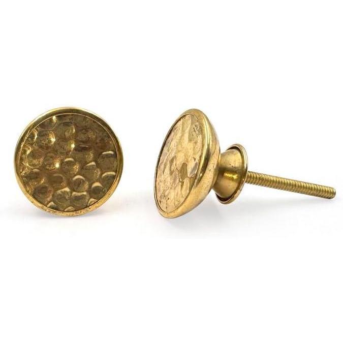 Brass Cabinet Knob | Ceramic Finish Round Drawer Pull Handle | Decorative Knob for Dressers, Cupboards, and Kitchen Cabinets | 37x37x21 mm Face | 12 mm Thickness