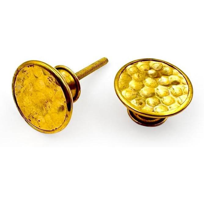 Brass Cabinet Knob | Ceramic Finish Round Drawer Pull Handle | Decorative Knob for Dressers, Cupboards, and Kitchen Cabinets | 37x37x21 mm Face | 12 mm Thickness
