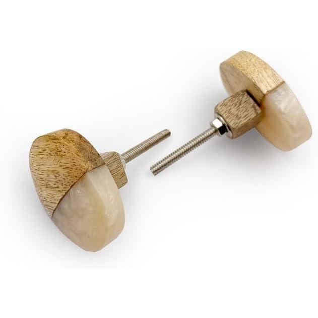 Cabinet Knob | Wood & Resin Material Drawer Pull Handle | Ceramic Finish Decorative Knob for Dressers, Cupboards, and Kitchen Cabinets | 50x36x29 mm | Pack of 1