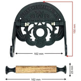 Cast Iron Toilet Paper Holder with Wooden Roller | Vintage Antique Iron GWR Railway Design | Wall Mounted Bathroom Tissue Holder | 162mm Wide x 150mm Height x 23mm Roller Diameter