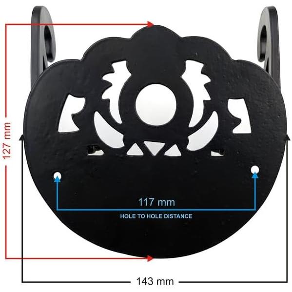 Cast Iron Toilet Paper Holder with Wooden Roller | Vintage Black Powder Coated GWR Railway Design | Bathroom Tissue Holder | 162mm Wide x 150mm Height x 23mm Roller Diameter