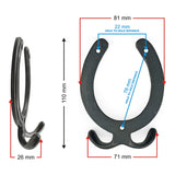 HAMILTON BRASS Wall Mounted Cast Iron Horseshoe Style Double Coat Hook | Black Powder Coated Hook | 110 mm Height × 81 mm Width × 26 mm Depth × 71 mm Base Width | Decorative Hanger for Coats