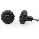 Decorative Black Cast Iron Knob | Antique Iron Sunflower Design Cabinet Handle Detailed Border for Drawers, Dressers, Cupboards, Kitchen Cabinets, (36mm x 37mm 55mm)