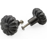 Decorative Black Cast Iron Knob | Antique Iron Sunflower Design Cabinet Handle Detailed Border for Drawers, Dressers, Cupboards, Kitchen Cabinets, (36mm x 37mm 55mm)