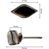 Decorative Cabinet Knob – Bone Unique Diamond Shape Drawer Pull Handle with Ceramic Finish | Furniture Knob for Cabinets Dressers Drawers Cupboards (51mm x 26mm x 19mm x 63mm)