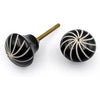 Decorative Cabinet Knob – Resin Round Black Swirl Drawer Handle with Ceramic Finish | Furniture Knob for Cabinets Dressers & Cupboards (37mm x 32mm x 78mm)