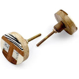 Decorative Cabinet Knob – Resin & Wood Round Multi-Pattern Drawer Handle with Ceramic Finish | Decorative Furniture Knob for Dressers, Cupboards & Wardrobes (44mm x 25mm x 60mm)