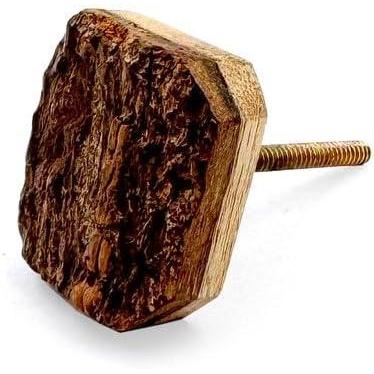 Decorative Cabinet Knob – Wood Square Rustic Drawer Pull Handle with Ceramic Finish | Furniture Knob for Cabinets Cupboards Dressers & Drawers (36mm x 41mm x 14mm x 60mm)