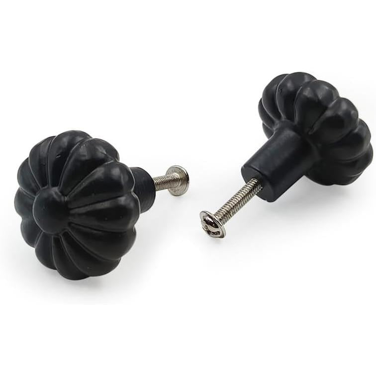 Decorative Cast Iron Knob Black Powder Coated | Sunflower Design Cabinet Handle Detailed Border for Drawers, Cupboards, Kitchen Cabinets, (36mm x 37mm 55mm)