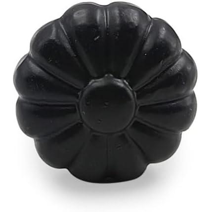 Decorative Cast Iron Knob Black Powder Coated | Sunflower Design Cabinet Handle Detailed Border for Drawers, Cupboards, Kitchen Cabinets, (36mm x 37mm 55mm)