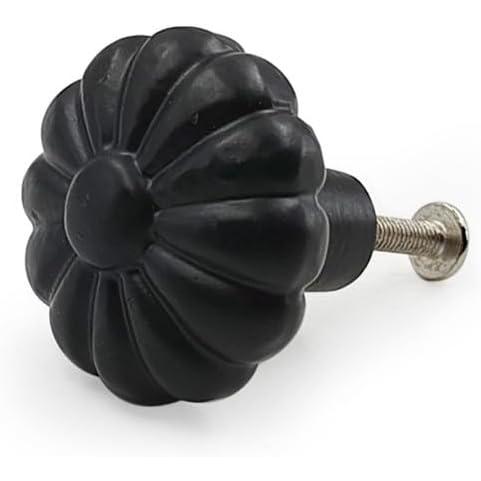 Decorative Cast Iron Knob Black Powder Coated | Sunflower Design Cabinet Handle Detailed Border for Drawers, Cupboards, Kitchen Cabinets, (36mm x 37mm 55mm)