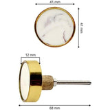 Decorative Round Cabinet Knob | Resin & Brass Material Drawer Handle | Golden Edge with Ceramic Finish | 41mm Diameter, 12mm Front Thickness, 68mm Length | Cupboards, Dressers