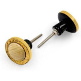 Decorative Round Cabinet Knob | Resin, Wood & Brass Material Drawer Handle | 40mm Diameter, 34mm Depth, 8mm Front Thickness | Golden Edge with Ceramic Finish for Cupboards