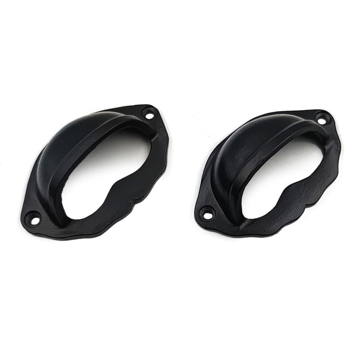 Domed Cup Handle Strong Cast Iron Material | Drawer Pull Black Powder Coated Finish | Vintage Cabinet & Cupboard Hardware | 81 mm Length x 51 mm Height x 69.5 mm Hole-to-Hole Distance