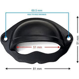 Domed Cup Handle Strong Cast Iron Material | Drawer Pull Black Powder Coated Finish | Vintage Cabinet & Cupboard Hardware | 81 mm Length x 51 mm Height x 69.5 mm Hole-to-Hole Distance