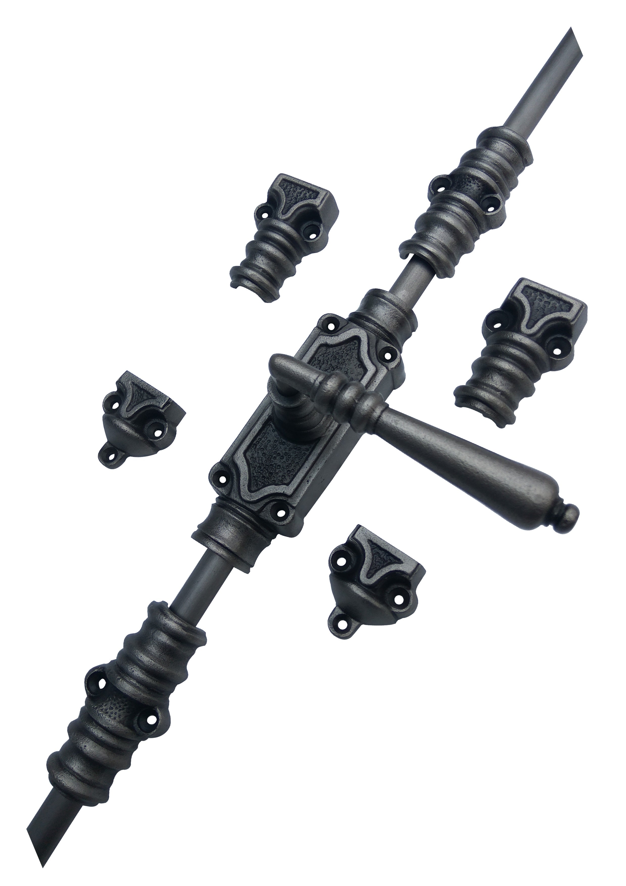 Lever Handle Espagnolette Bolt - Upto 9' - Antique Pewter Finish
