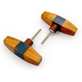 Elongated Cabinet Knob | Wood & Resin Material Furniture Pull Handle | Ceramic Finish Decorative Drawer Knob for Cupboards | 79mm Length, 35mm Width, 20mm Height, 75mm Depth