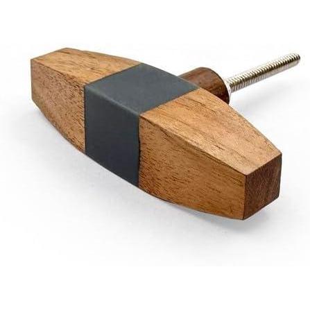 Elongated Cabinet Knob | Wood & Resin Material Furniture Pull Handle | Ceramic Finish Decorative Drawer Knob for Cupboards | 79mm Length, 35mm Width, 20mm Height, 75mm Depth