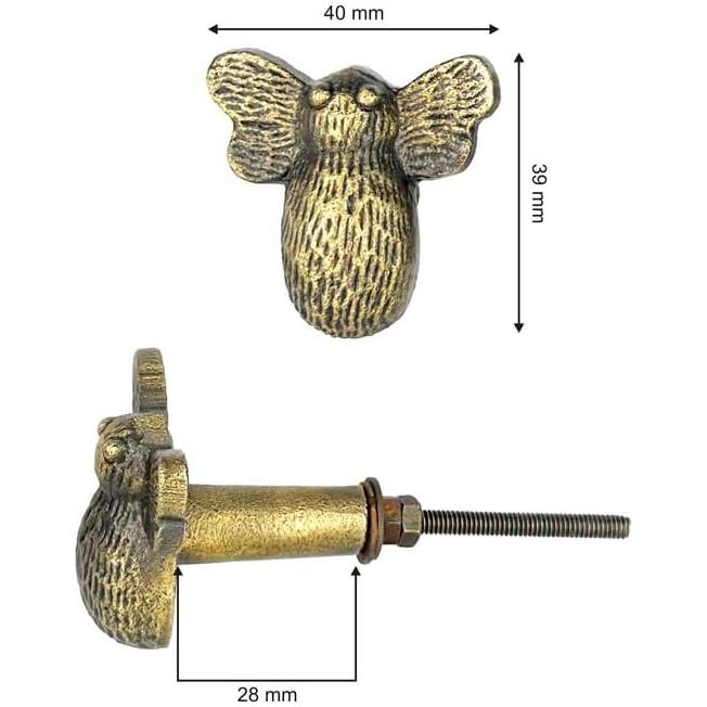 HAMILTON BRASS Antique Brass Bee Cabinet Knob – Cast Iron Animal Drawer Pull Handle | Vintage Bee Furniture Knob for Cupboard, Wardrobe & Dresser (1 Piece)
