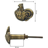 HAMILTON BRASS Antique Brass Rooster Design Cabinet Knobs Cast Iron Drawer Pulls with Screws | Vintage Round Cupboard Handles for Kitchen Cabinets, Wardrobes & Furniture Restoration (1 Piece)
