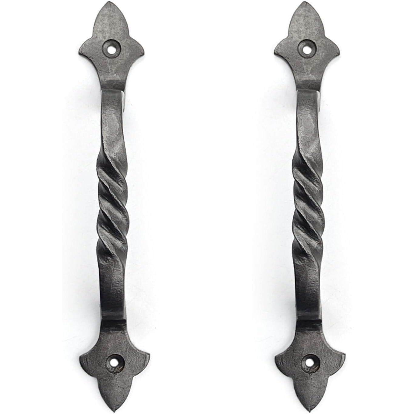 HAMILTON BRASS Antique Iron Twisted Door Pull Handle | Strong Cast Iron Construction | Rustic Cabinet, Cupboard & Gate Handle | Decorative Hardware | 190 mm Length x 32 mm Width