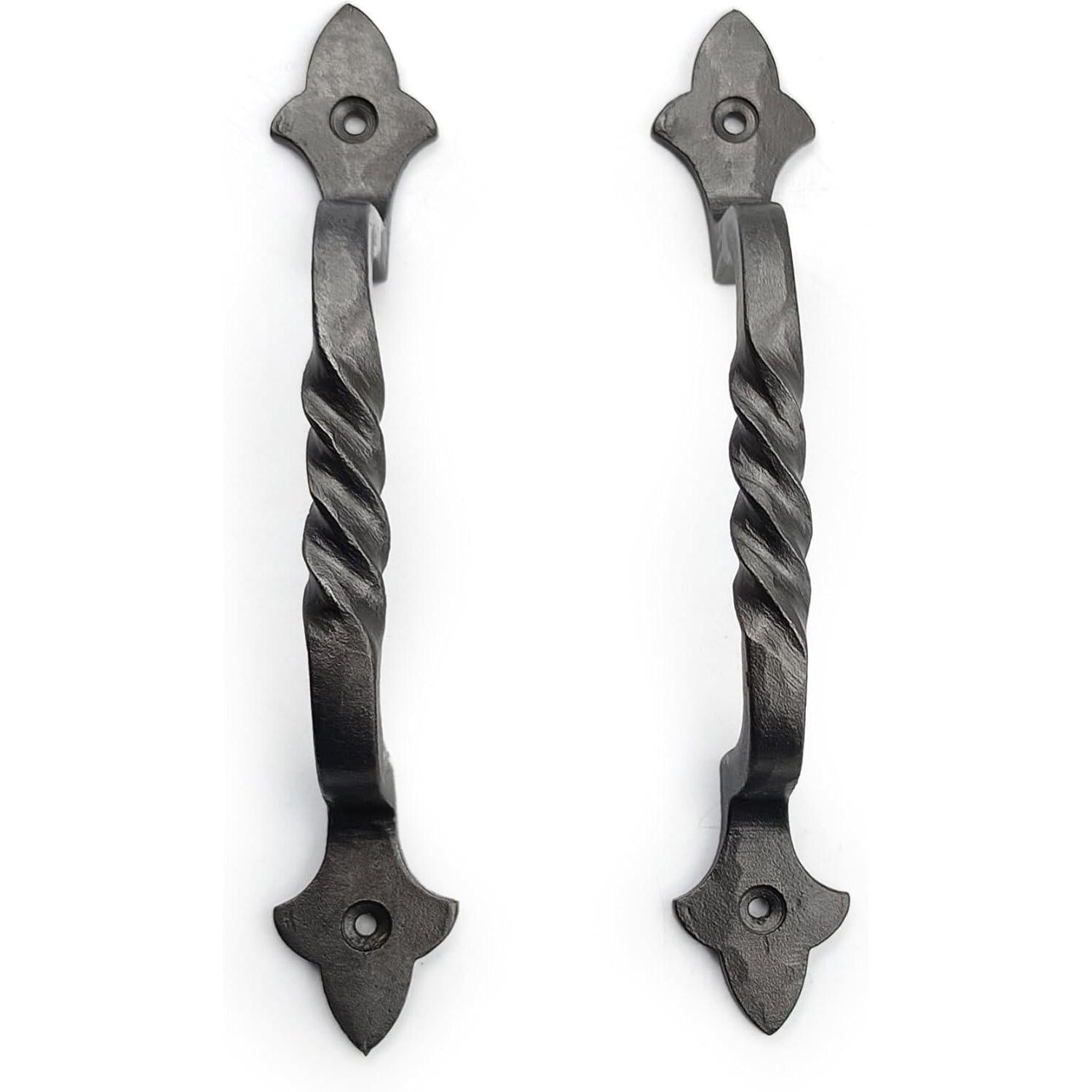 HAMILTON BRASS Antique Iron Twisted Door Pull Handle | Strong Cast Iron Construction | Rustic Cabinet, Cupboard & Gate Handle | Decorative Hardware | 190 mm Length x 32 mm Width