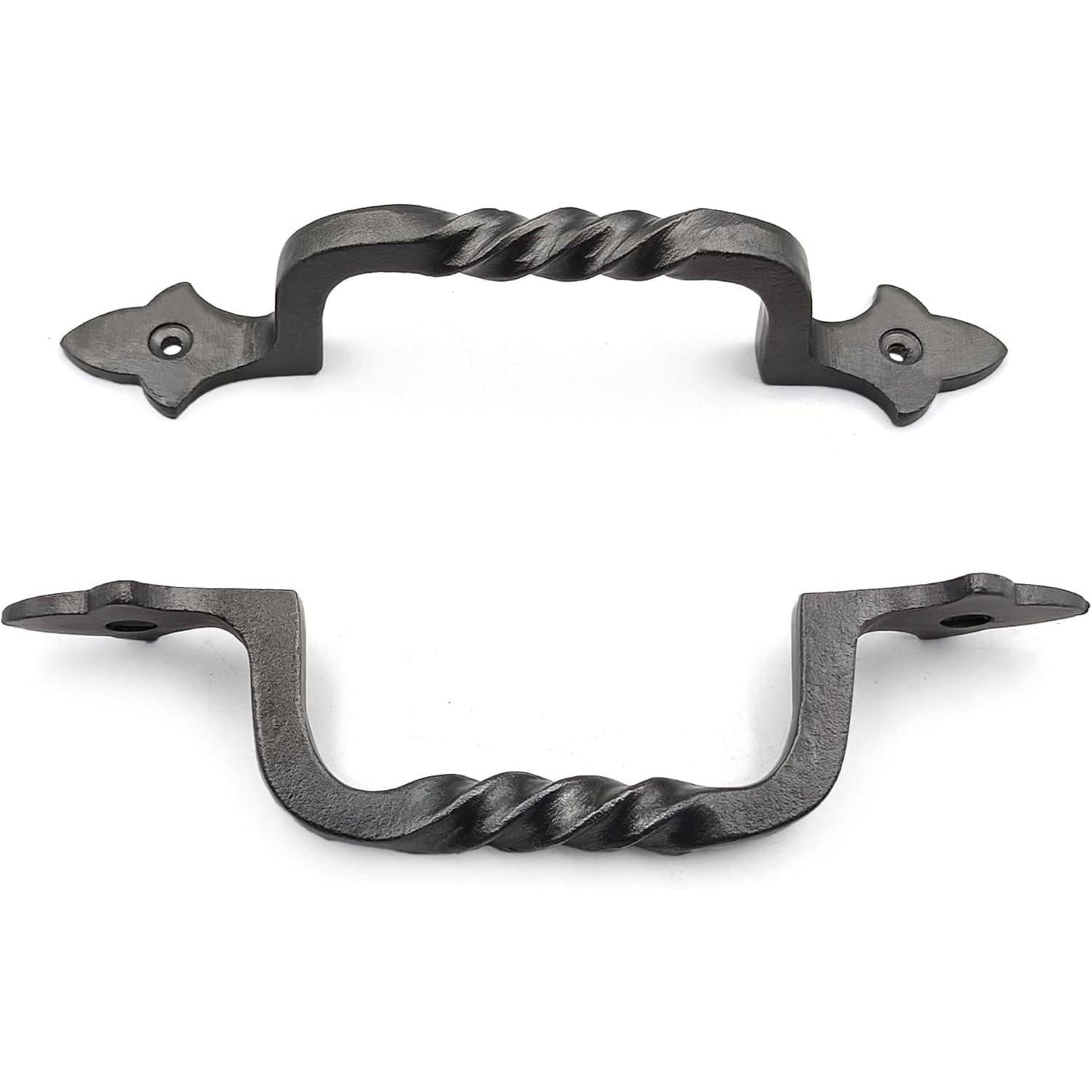 HAMILTON BRASS Antique Iron Twisted Door Pull Handle | Strong Cast Iron Construction | Rustic Cabinet, Cupboard & Gate Handle | Decorative Hardware | 190 mm Length x 32 mm Width