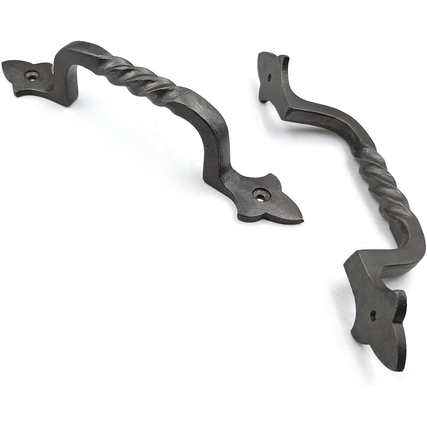 HAMILTON BRASS Antique Iron Twisted Door Pull Handle | Strong Cast Iron Construction | Rustic Cabinet, Cupboard & Gate Handle | Decorative Hardware | 190 mm Length x 32 mm Width