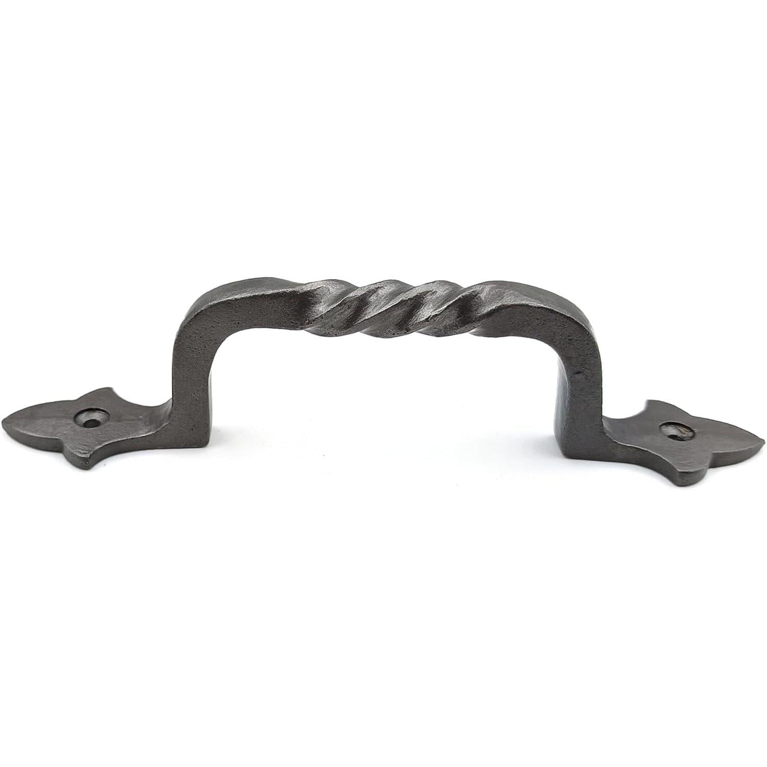 HAMILTON BRASS Antique Iron Twisted Door Pull Handle | Strong Cast Iron Construction | Rustic Cabinet, Cupboard & Gate Handle | Decorative Hardware | 190 mm Length x 32 mm Width