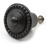 HAMILTON BRASS Decorative Black Cast Iron Knob | Antique Iron Pumpkin Shape Cabinet Pull Handle for Drawers, Dressers, Cupboards, Furniture | 36mm x 34mm 50mm with 14mm Screw