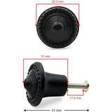 HAMILTON BRASS Decorative Black Cast Iron Knob | Antique Iron Pumpkin Shape Cabinet Pull Handle for Drawers, Dressers, Cupboards, Furniture | 36mm x 34mm 50mm with 14mm Screw