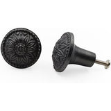 HAMILTON BRASS Decorative Black Cast Iron Knob | Antique Iron Round Cabinet Pull Handle Detailed Border Design for Drawers, Dressers, Cupboards, Kitchen Cabinets, (32.3mm x 31mm 51mm)