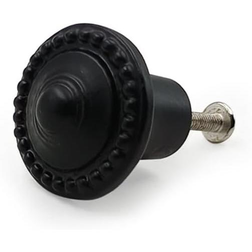 HAMILTON BRASS Decorative Black Cast Iron Knob | Black Powder Coated Pumpkin Shape Cabinet Pull Handle for Drawers, Dressers, Cupboards, Furniture | 36mm x 34mm 50mm with 14mm Screw