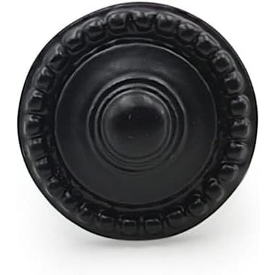 HAMILTON BRASS Decorative Black Cast Iron Knob | Black Powder Coated Pumpkin Shape Cabinet Pull Handle for Drawers, Dressers, Cupboards, Furniture | 36mm x 34mm 50mm with 14mm Screw