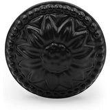 HAMILTON BRASS Decorative Black Cast Iron Knob | Black Powder Coated Round Cabinet Pull Handle Detailed Border Design for Drawers, Cupboards, Kitchen Cabinets, (32mm x 31mm 51mm)