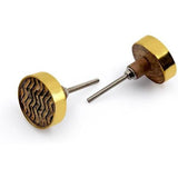 HAMILTON BRASS Decorative Cabinet Knob – Horn & Brass Round Textured Drawer Handle with Gold Rim & Ceramic Finish | Decorative Furniture Knob for Dressers & Cupboards (41mm x 12mm x 28.5mm)