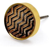 HAMILTON BRASS Decorative Cabinet Knob – Horn & Brass Round Textured Drawer Handle with Gold Rim & Ceramic Finish | Decorative Furniture Knob for Dressers & Cupboards (41mm x 12mm x 28.5mm)
