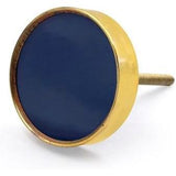 HAMILTON BRASS Decorative Cabinet Knob – Resin & Brass Round Gold Rim Drawer Pull Handle with Ceramic Finish | Decorative Furniture Knob for Dressers, Cupboards & Wardrobes (46mm x 11mm x 63mm)