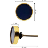 HAMILTON BRASS Decorative Cabinet Knob – Resin & Brass Round Gold Rim Drawer Pull Handle with Ceramic Finish | Decorative Furniture Knob for Dressers, Cupboards & Wardrobes (46mm x 11mm x 63mm)