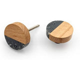 HAMILTON BRASS Decorative Cabinet Knob – Round Black & Natural Two-Tone Wood & Resin Drawer Pull Handle with Ceramic Finish | Furniture Knob for Dressers Drawers Cupboards (40mm x 25mm x 71mm)