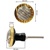 HAMILTON BRASS Decorative Round Cabinet Knob | Bone, Brass & Resin Material Drawer Handle | Golden Edge with Ceramic Finish | 40mm Diameter, 34mm Depth, 8mm Front Thickness | Cupboards Dressers