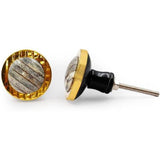 HAMILTON BRASS Decorative Round Cabinet Knob | Bone, Brass & Resin Material Drawer Handle | Golden Edge with Ceramic Finish | 40mm Diameter, 34mm Depth, 8mm Front Thickness | Cupboards Dressers