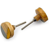 HAMILTON BRASS Decorative Round Cabinet Knob | Resin Wood Brass Material Drawer Pull Handle | 39mm Diameter Knob with Ceramic Finish for Cupboards, Wardrobes | Brown & Grey Two-Tone Pattern